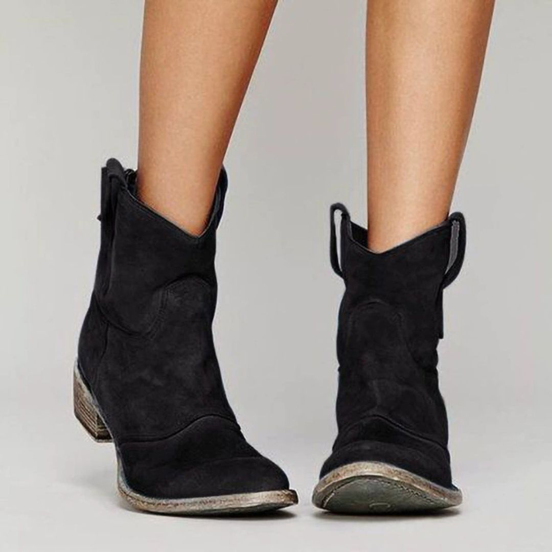 Botines de Serraje Mujer – Estilo Cowboy en Piel de Ante | Cómodos, Versátiles y Atemporales