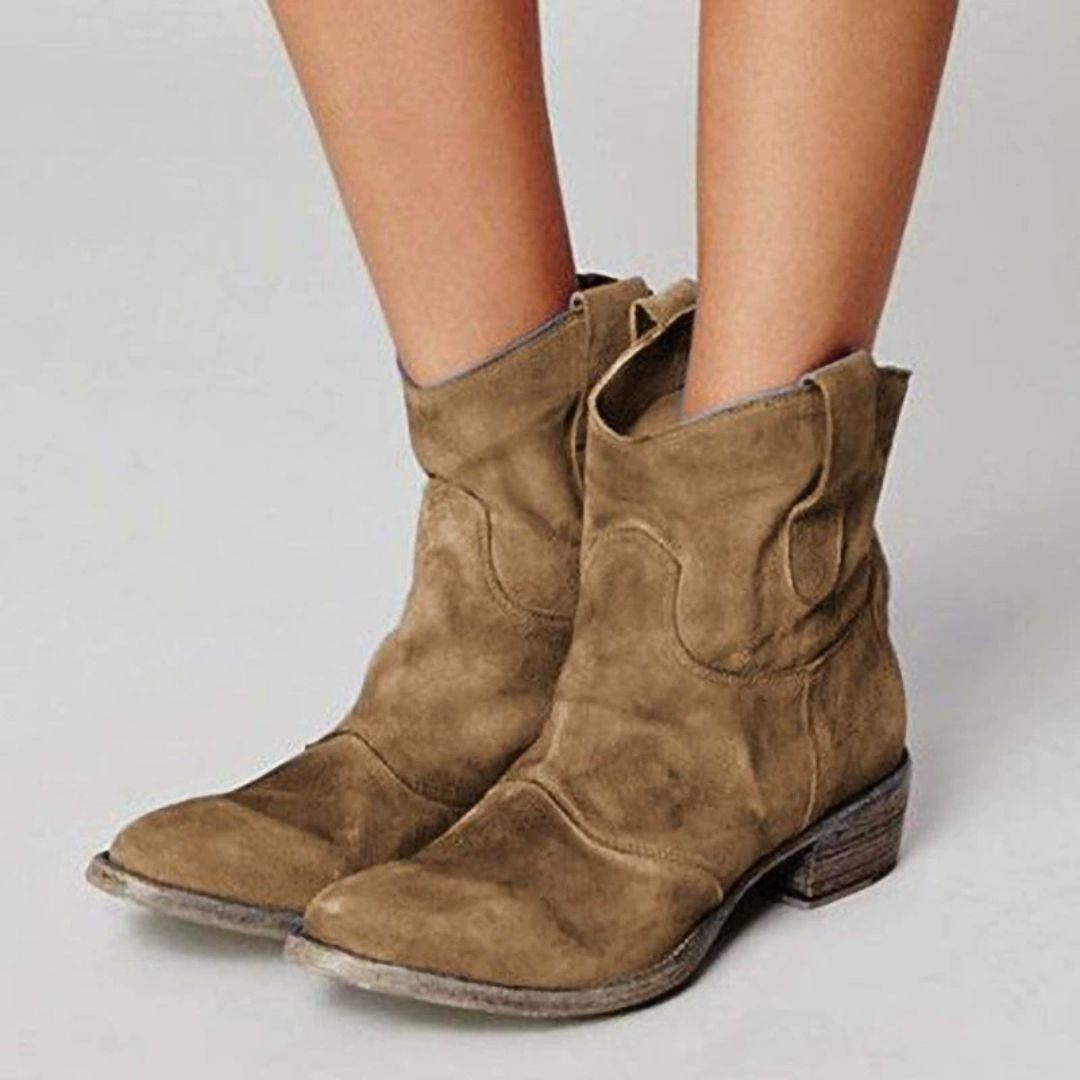 Botines de Serraje Mujer – Estilo Cowboy en Piel de Ante | Cómodos, Versátiles y Atemporales