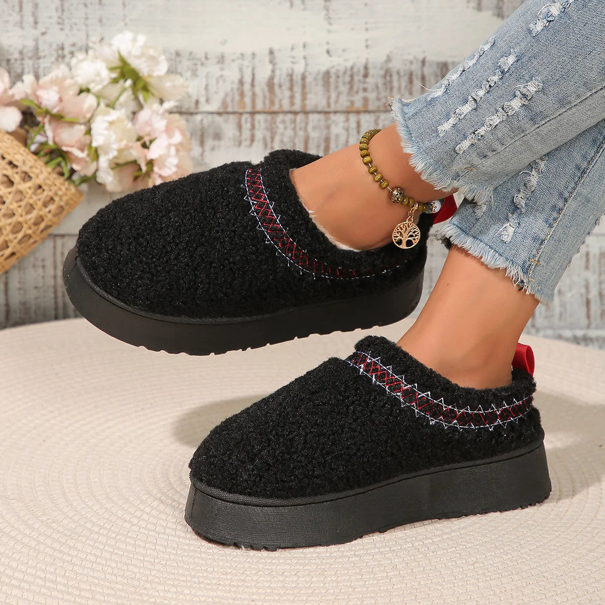 🐑 Zuecos Borreguillo Tendencia Mujer – Estilo Urbano Chic Antideslizantes | Cómodos y Versátiles