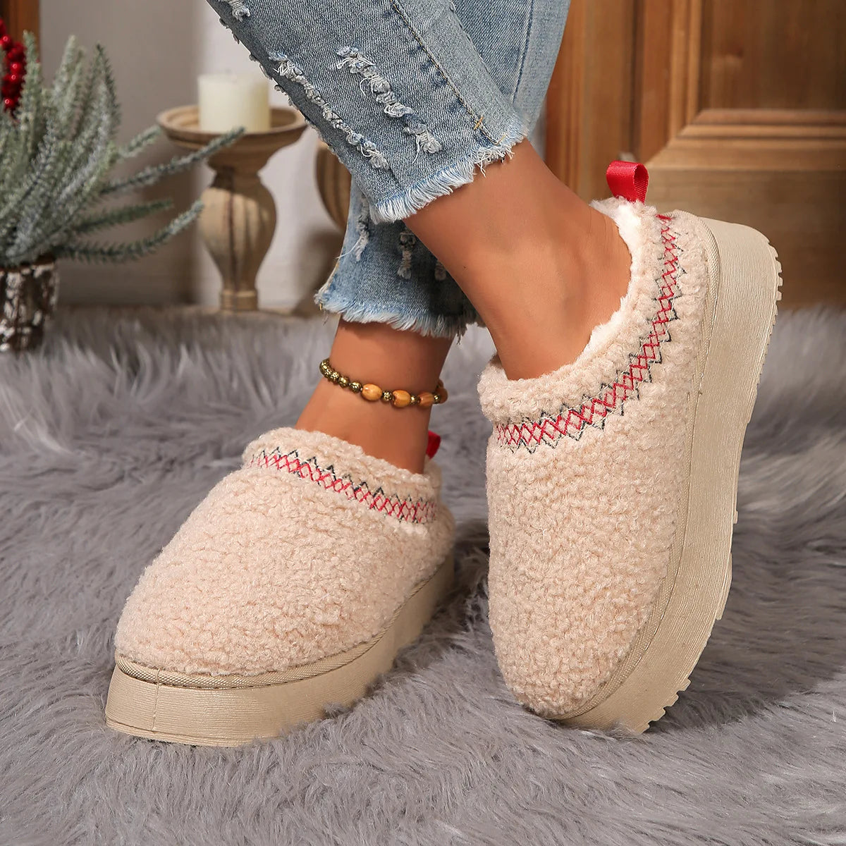 🐑 Zuecos Borreguillo Tendencia Mujer – Estilo Urbano Chic Antideslizantes | Cómodos y Versátiles