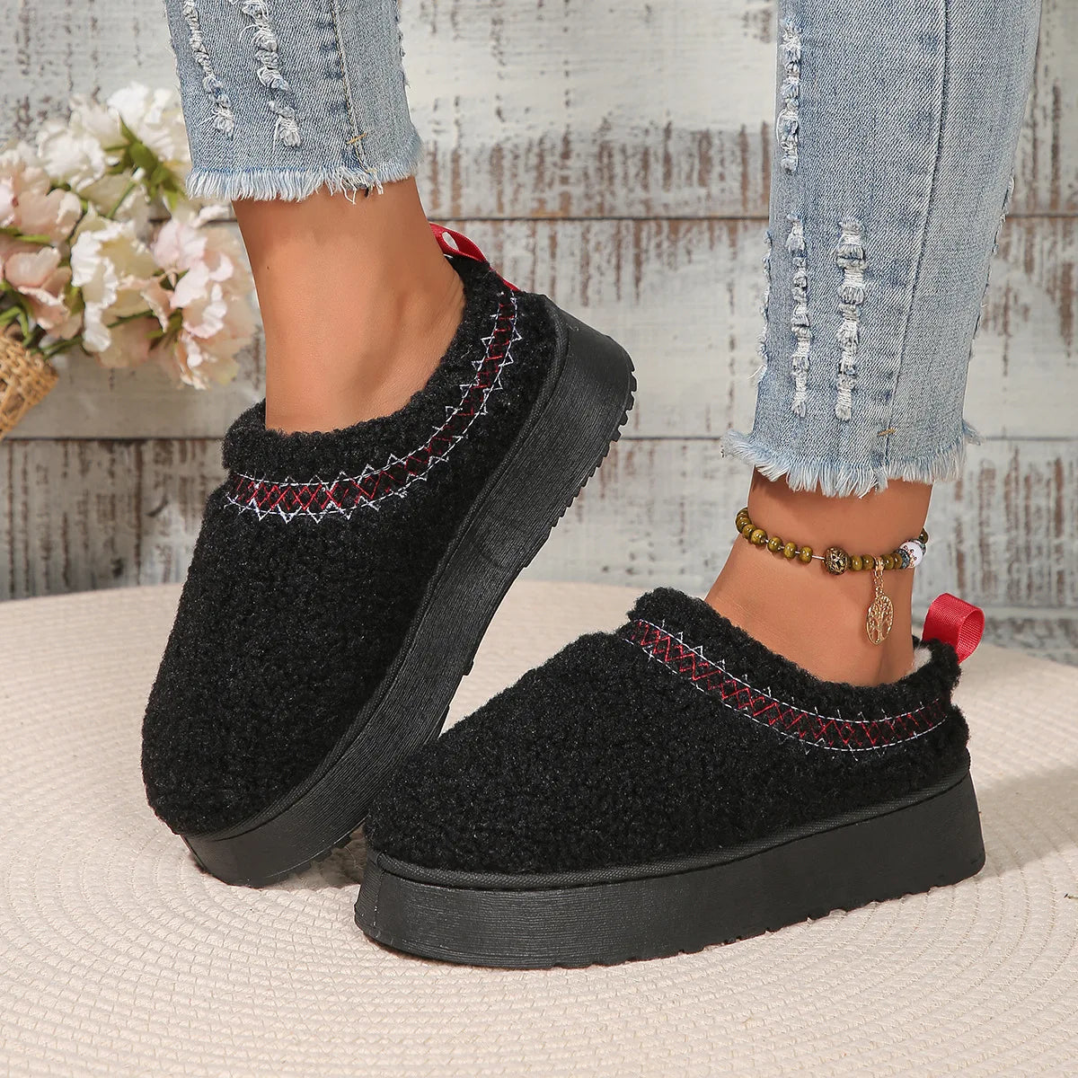 🐑 Zuecos Borreguillo Tendencia Mujer – Estilo Urbano Chic Antideslizantes | Cómodos y Versátiles
