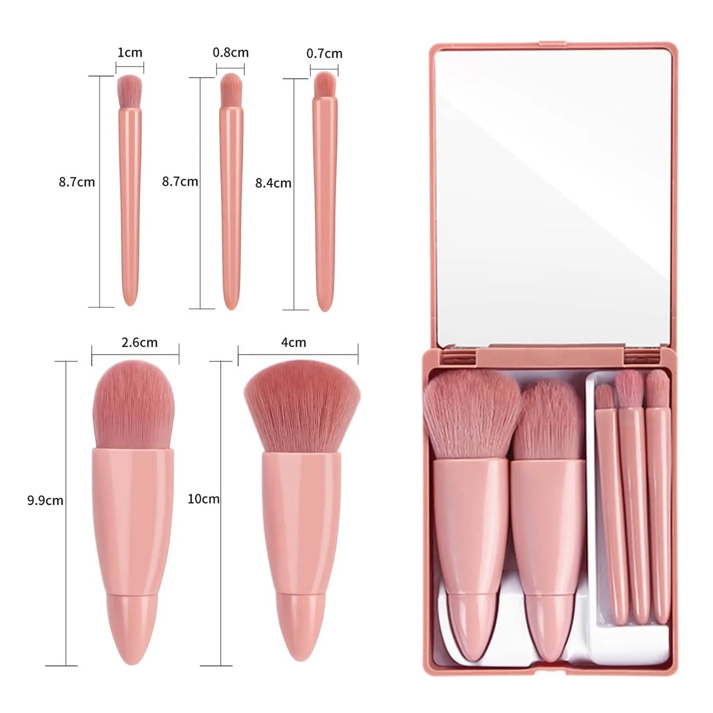 Mini Set de Brochas Pro con Estuche y Espejo