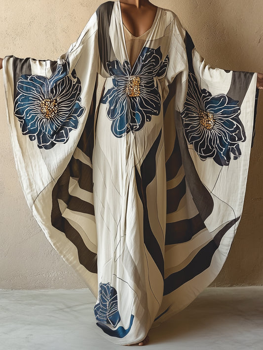 Kaelya / Vestido Kaftán Tie-Dye en Azul Aciano