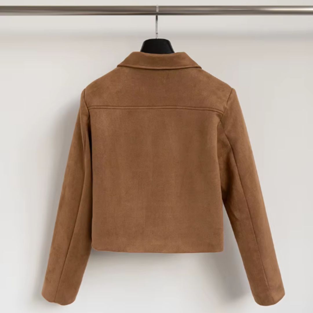 Short Jacket in Soft Brown Suede