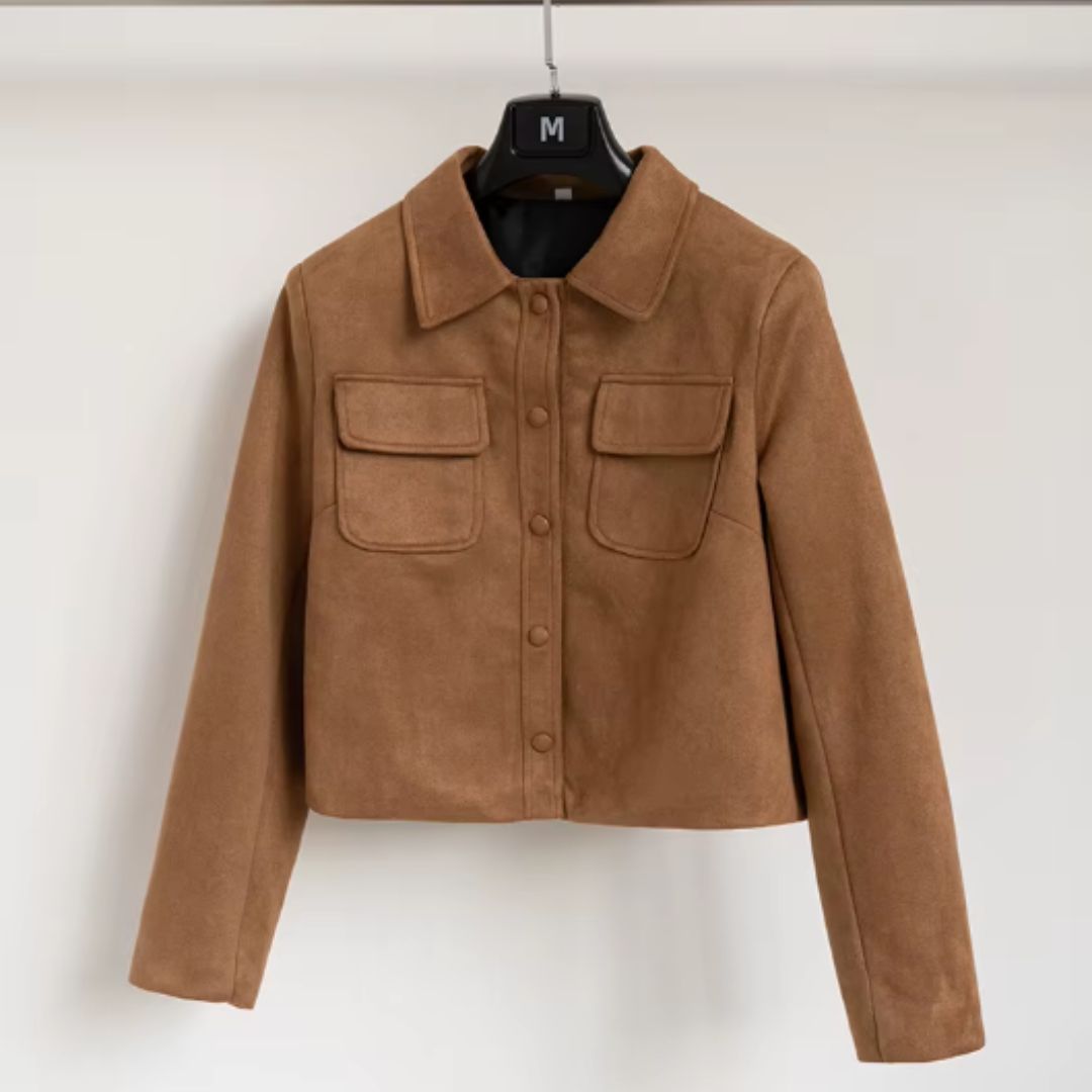 Short Jacket in Soft Brown Suede