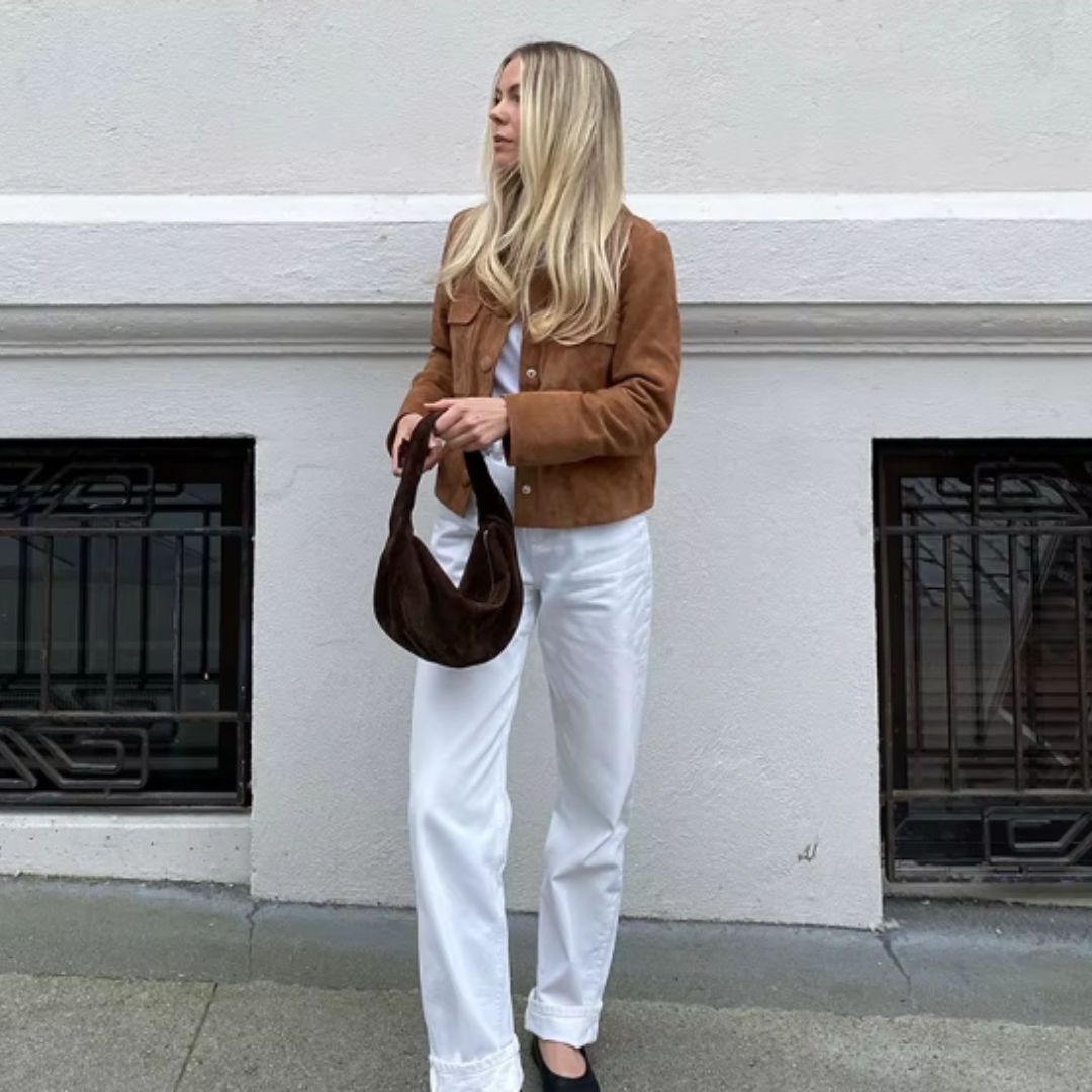 Short Jacket in Soft Brown Suede