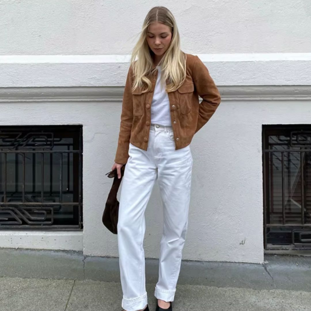 Short Jacket in Soft Brown Suede