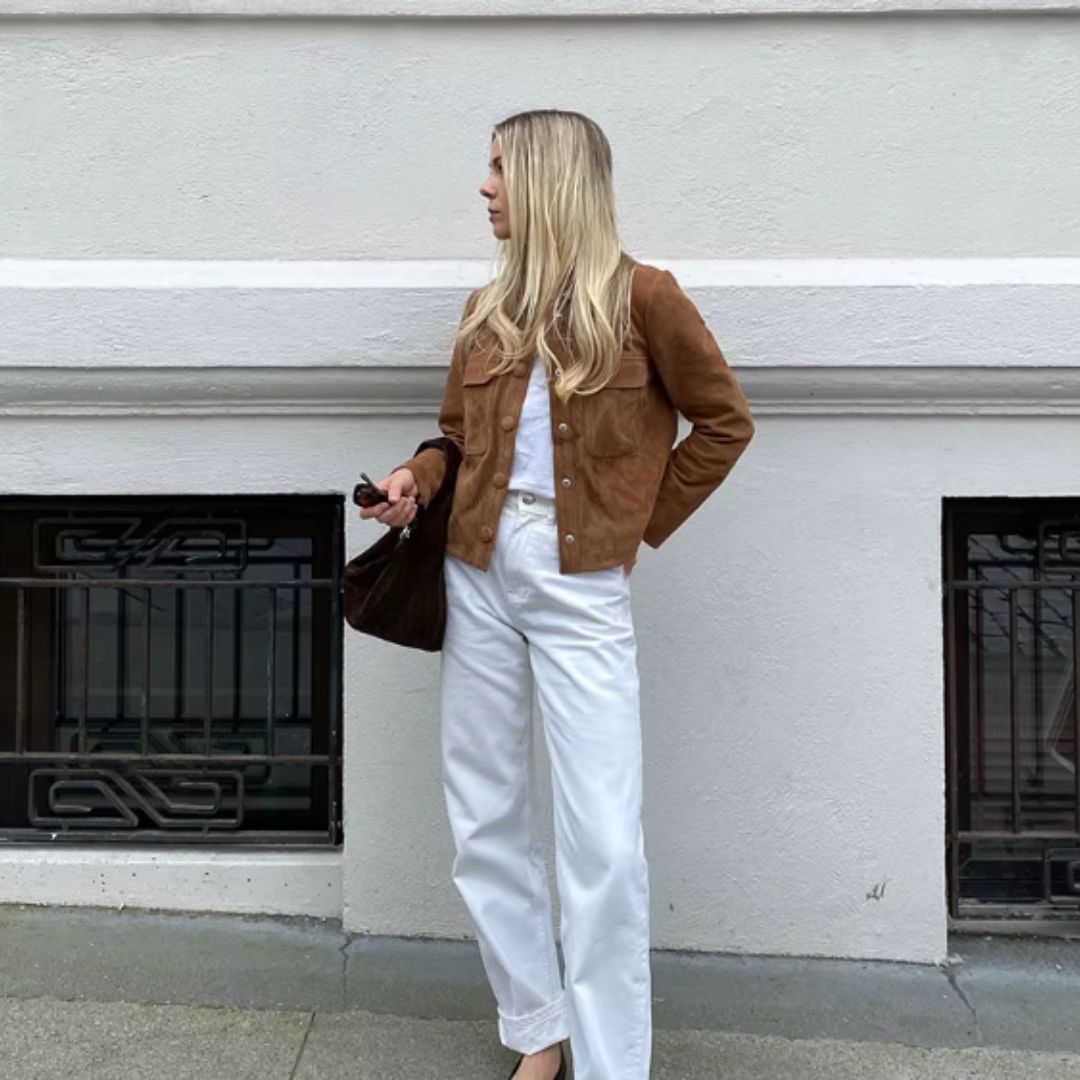 Short Jacket in Soft Brown Suede