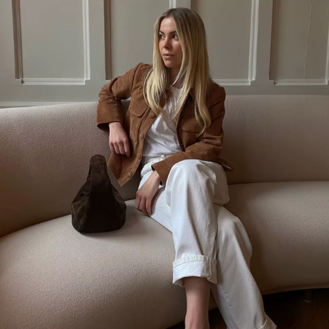 Short Jacket in Soft Brown Suede