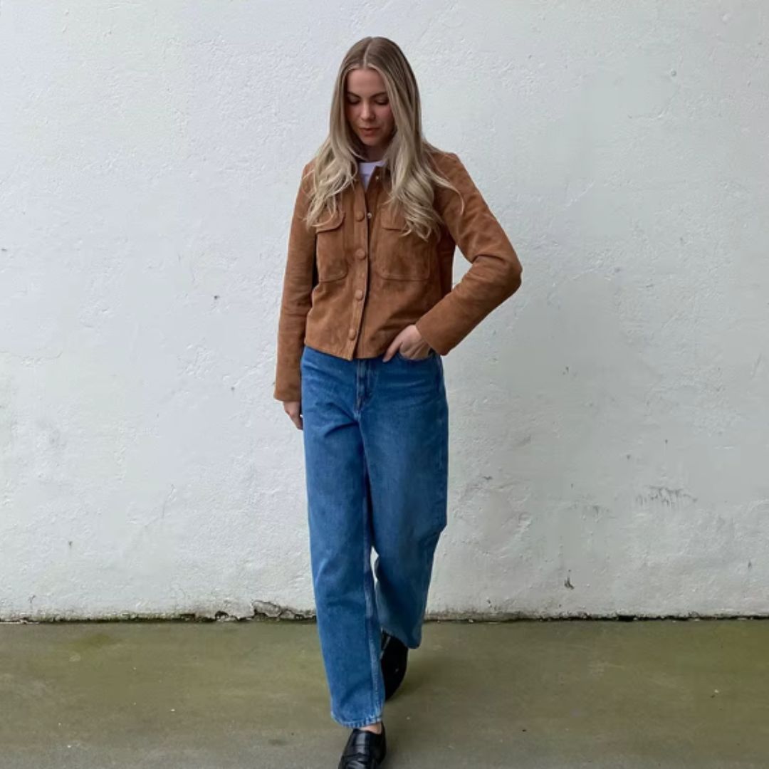 Short Jacket in Soft Brown Suede
