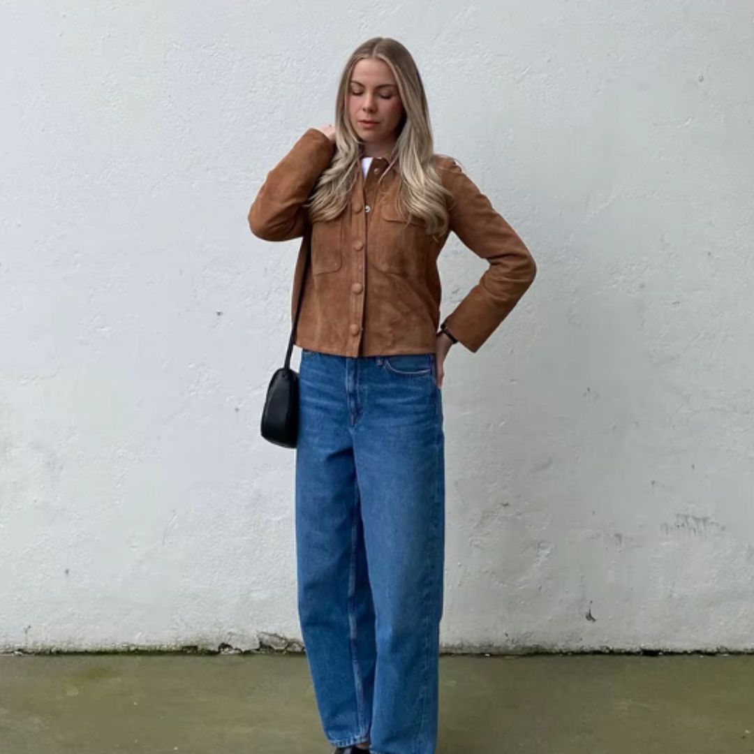 Short Jacket in Soft Brown Suede