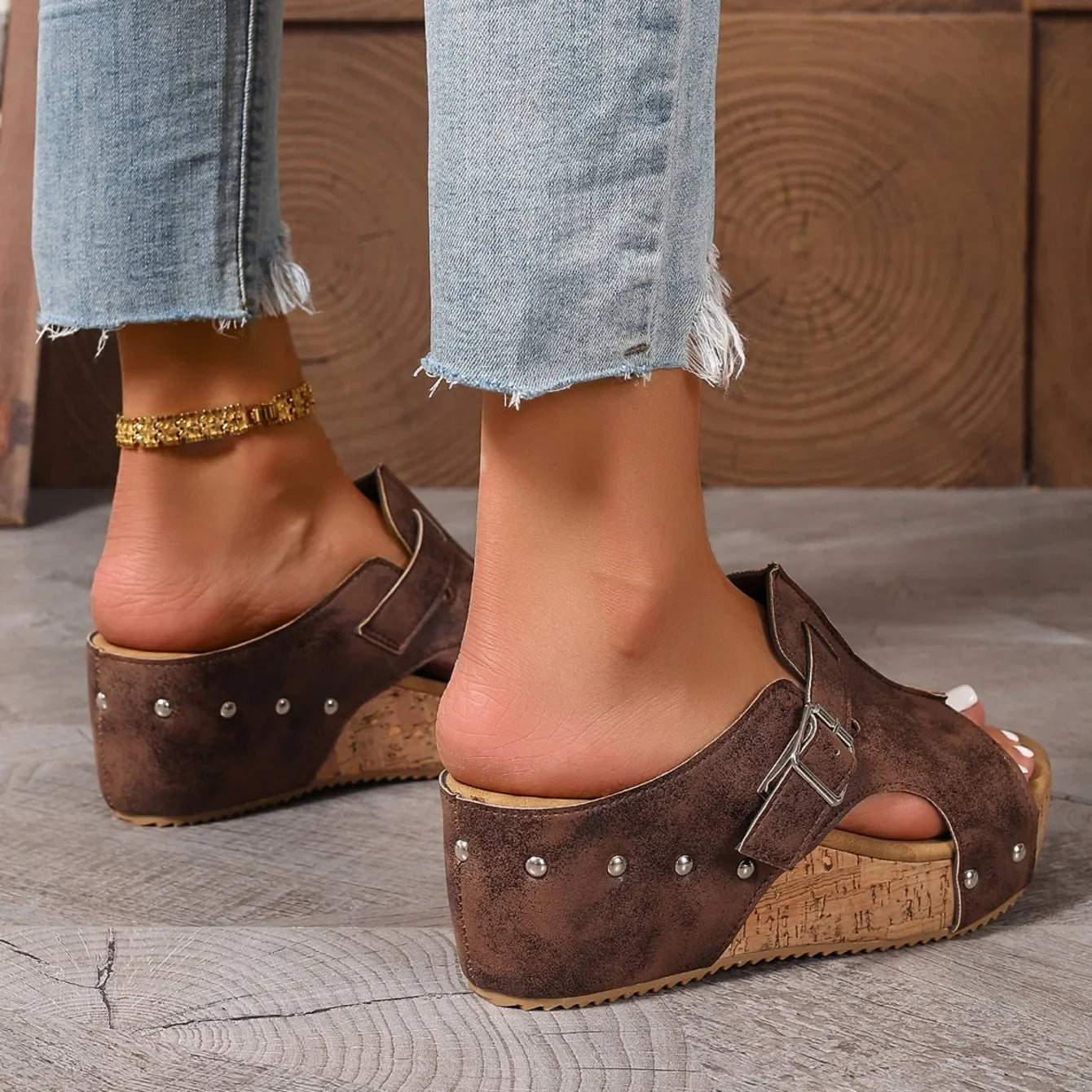 Nature – Sandalias de Cuña con Plataforma de Corcho