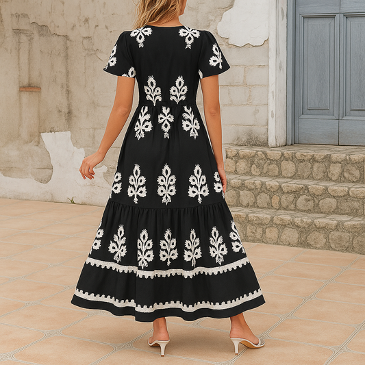 Vestido con Estampado Étnico Inspirado en Grecia
