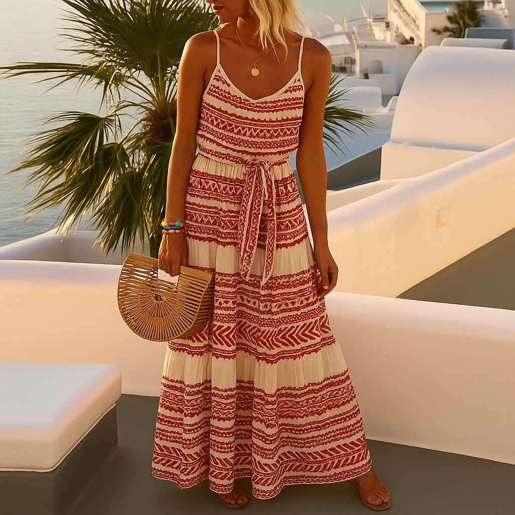 Vestido Santorini con Estampado Tribal