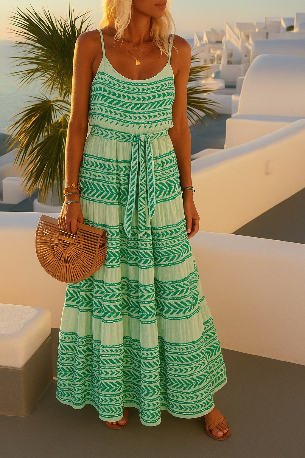 Vestido Santorini con Estampado Tribal