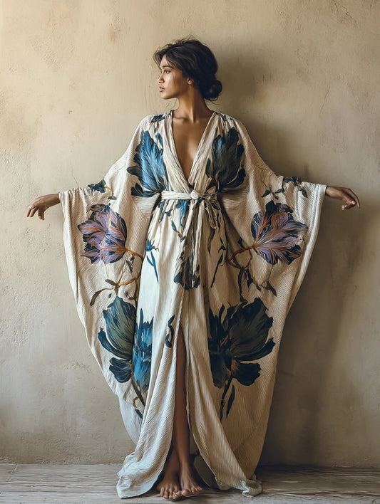Elowen / Bata Kimono con Hojas de Verano