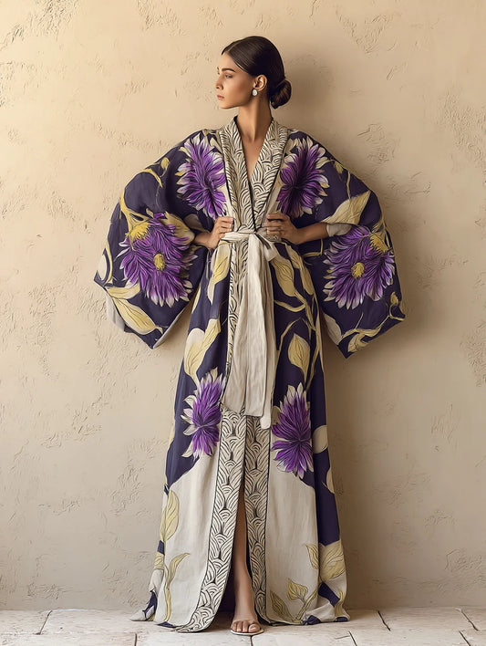 Solène / Bata Kimono Girasol en Tono Púrpura