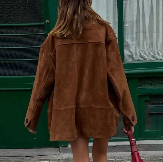 Chaqueta de Serraje Mujer – Piel de Ante Suave con Botones