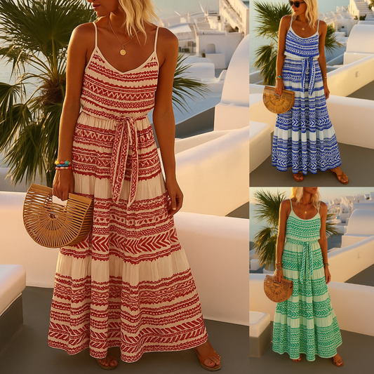 Vestido Santorini con Estampado Tribal