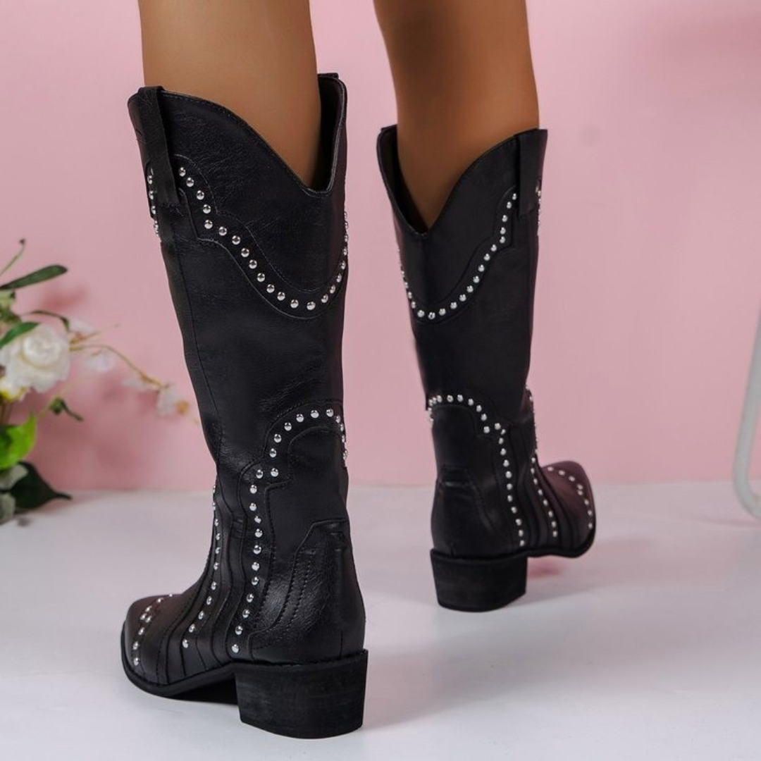 Botas Cowboy "Midnight Rodeo" – Negras con Tachuelas Plateadas