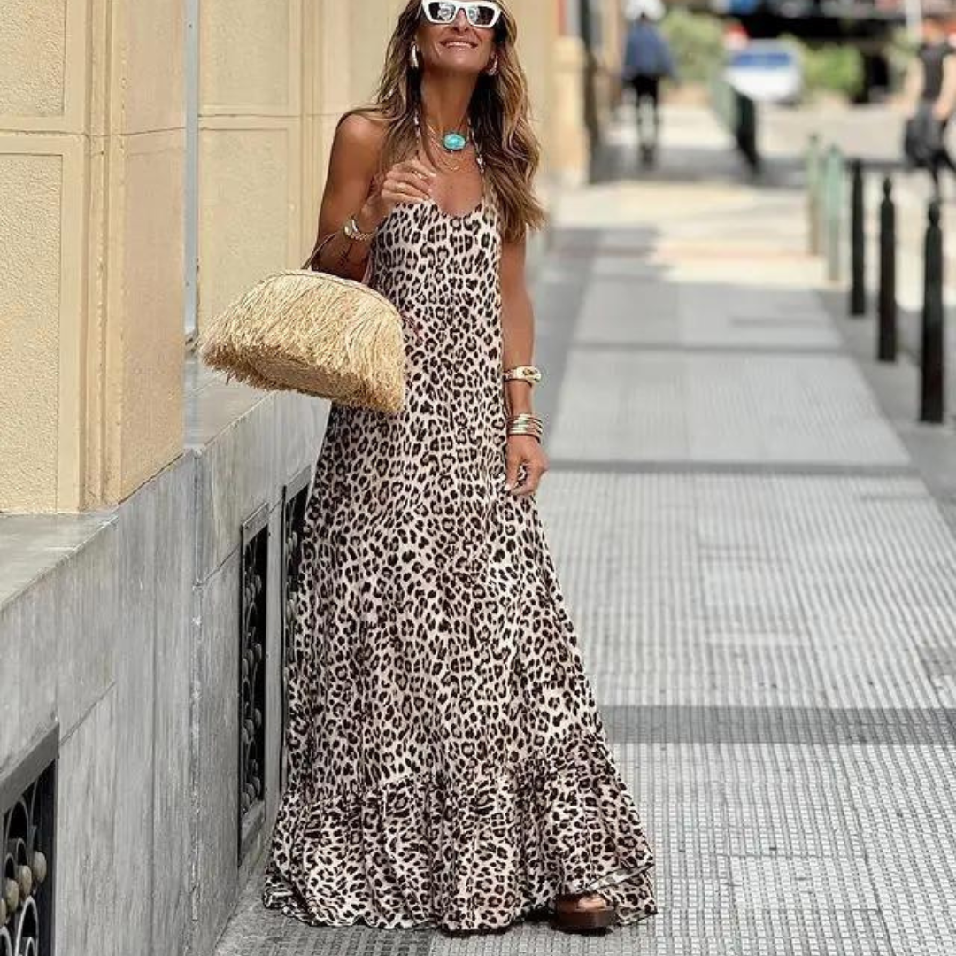 Vestido largo Gonu estampado leopardo