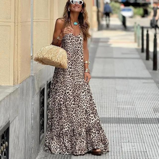 Vestido largo Gonu estampado leopardo