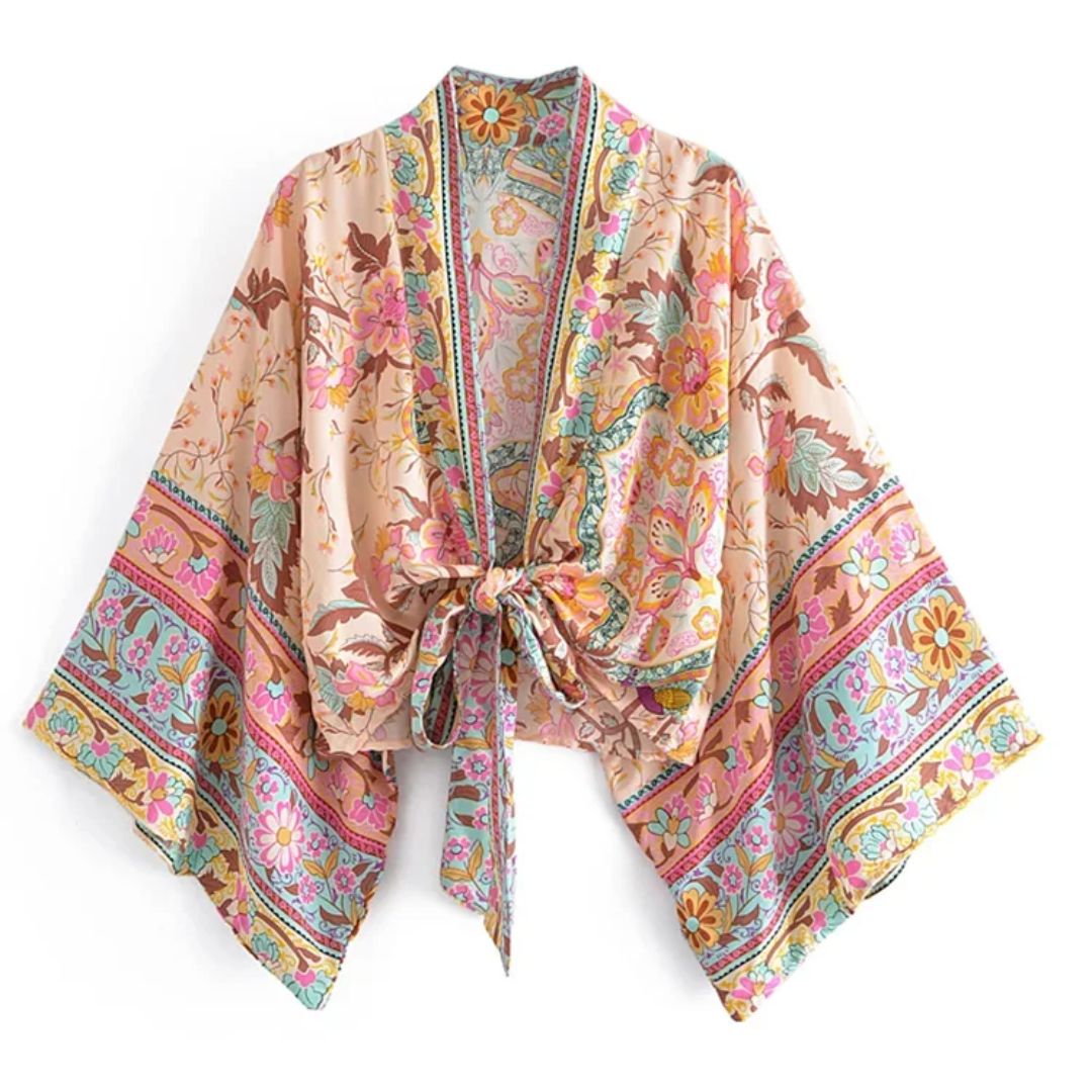 Kimono corto boho estampado Boyena