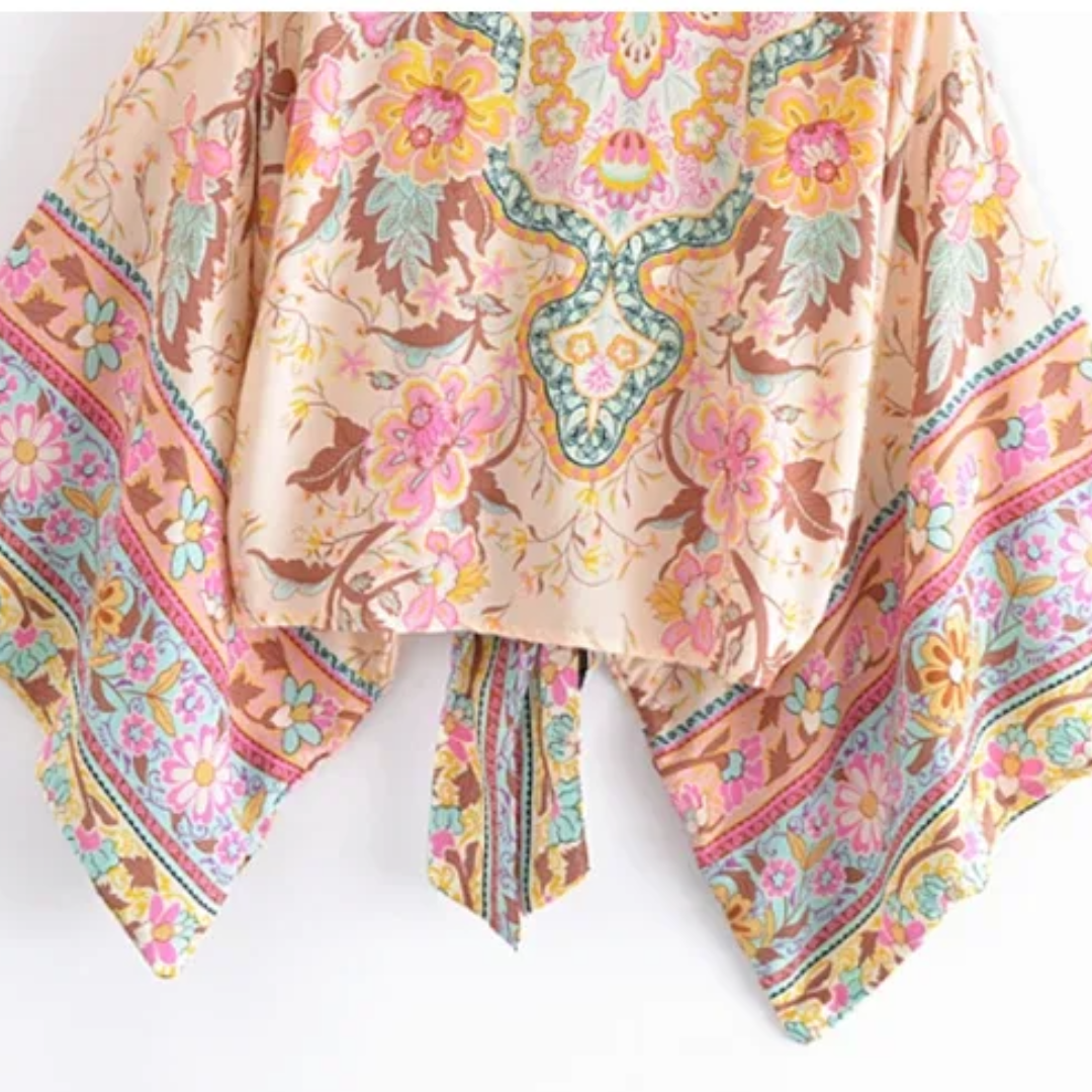 Kimono corto boho estampado Boyena