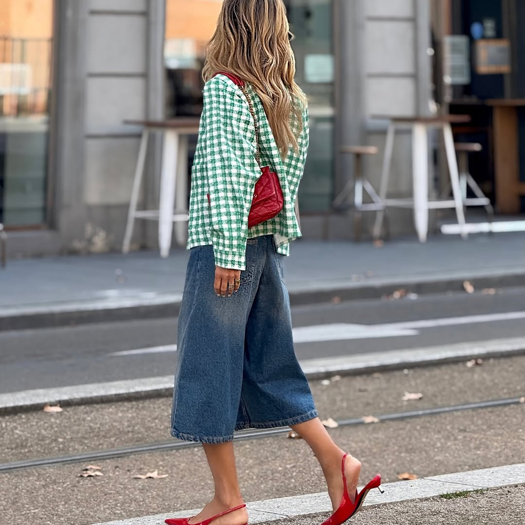 Chaqueta Vichy Verde – Estilo Fresco y Atemporal