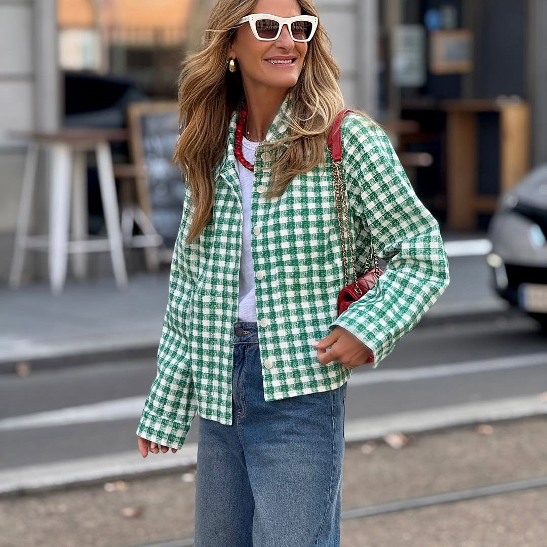 Chaqueta Vichy Verde – Estilo Fresco y Atemporal
