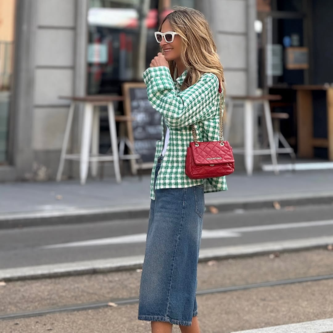 Chaqueta Vichy Verde – Estilo Fresco y Atemporal