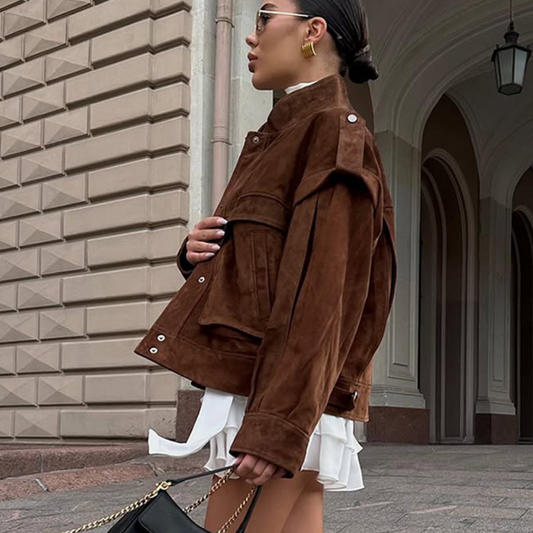 Cazadora Oversize Efecto Ante – Estilo Urbano