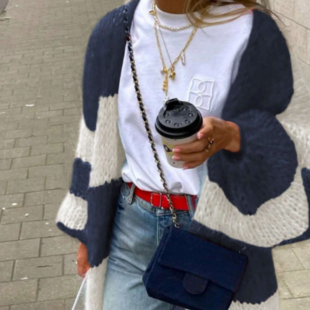 Cardigan Oversize de punto - Navy Stripes