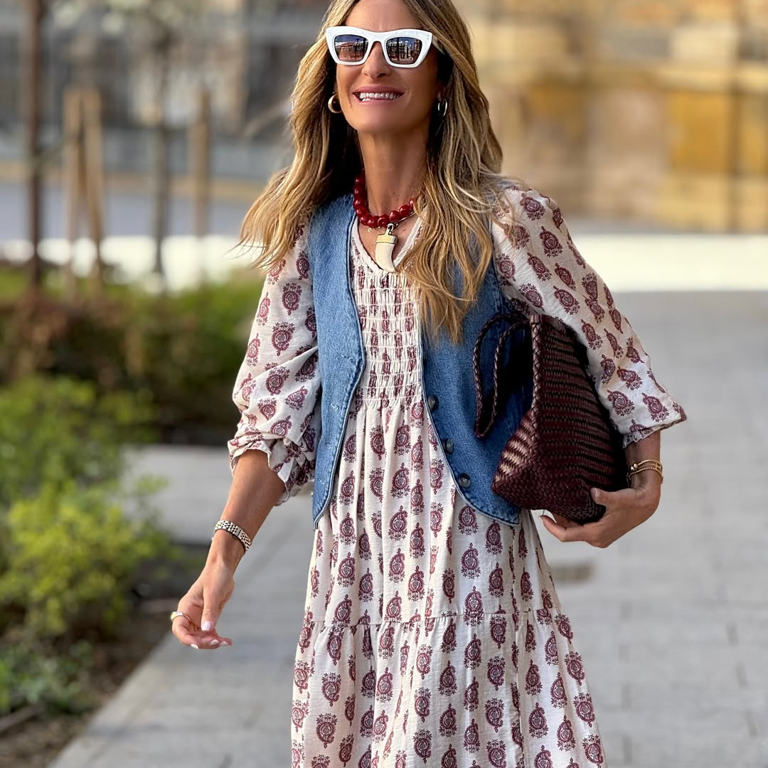 Vestido Midi Estampado Boho Chic