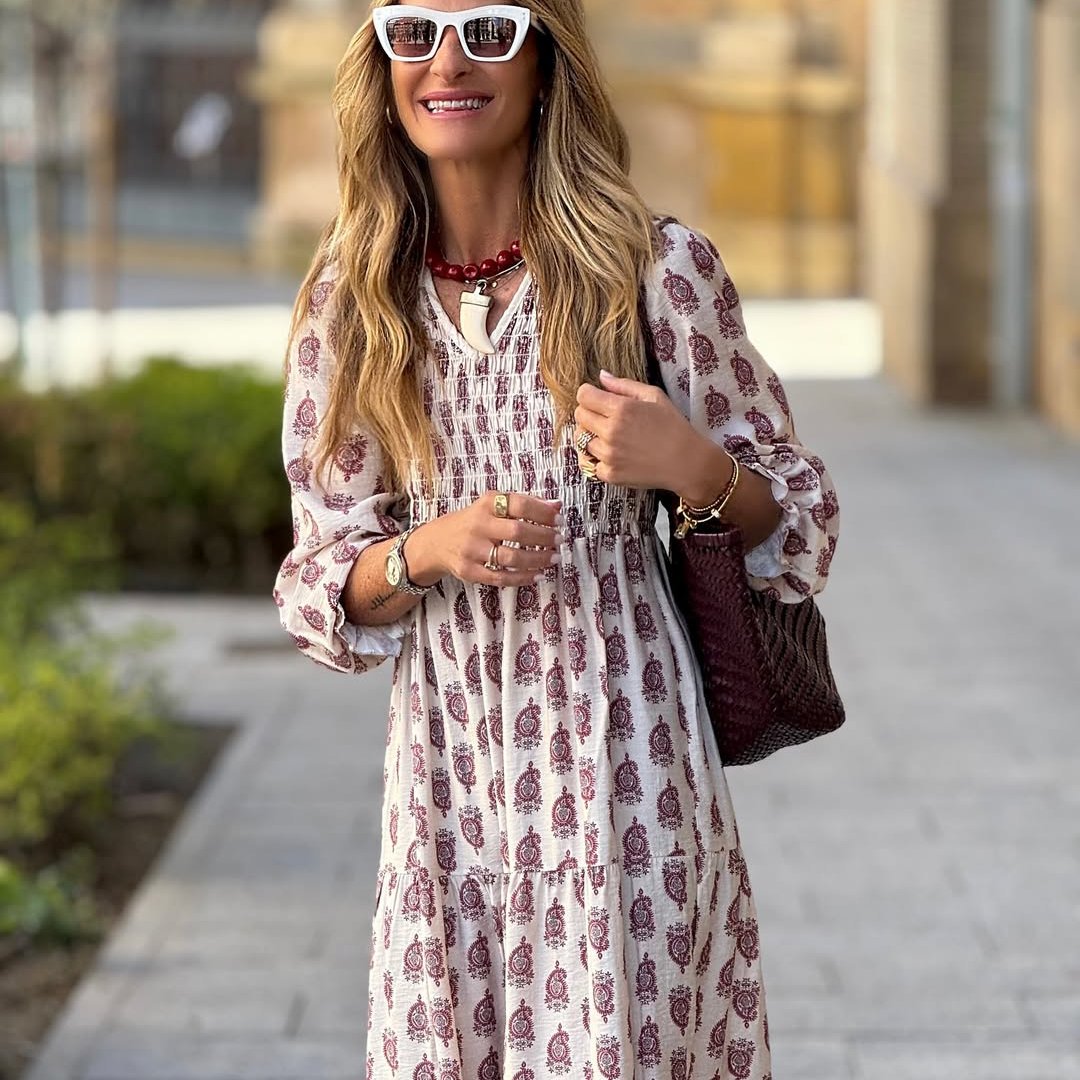 Vestido Midi Estampado Boho Chic