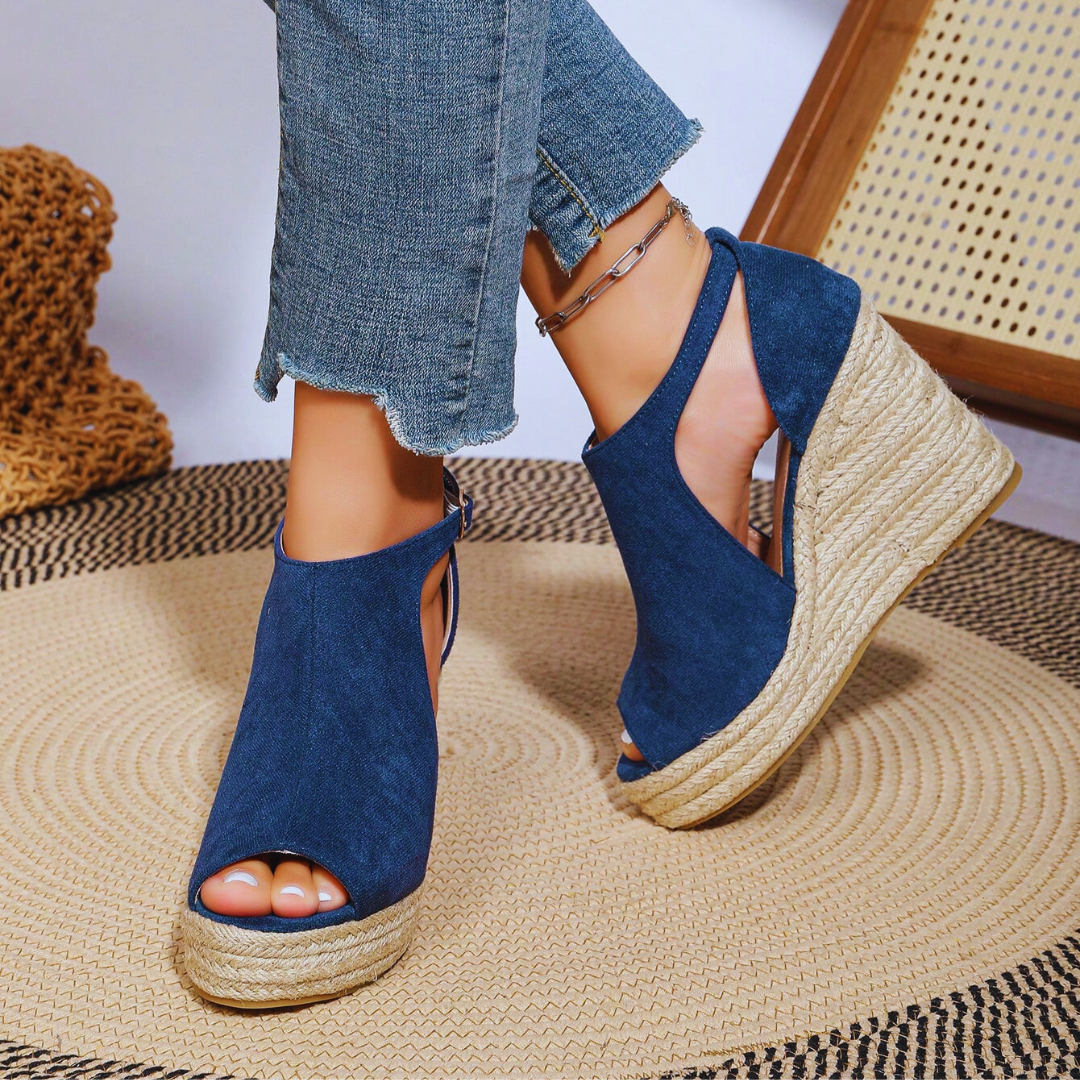 Emma – Sandalias de cuña con acabado en suave ante