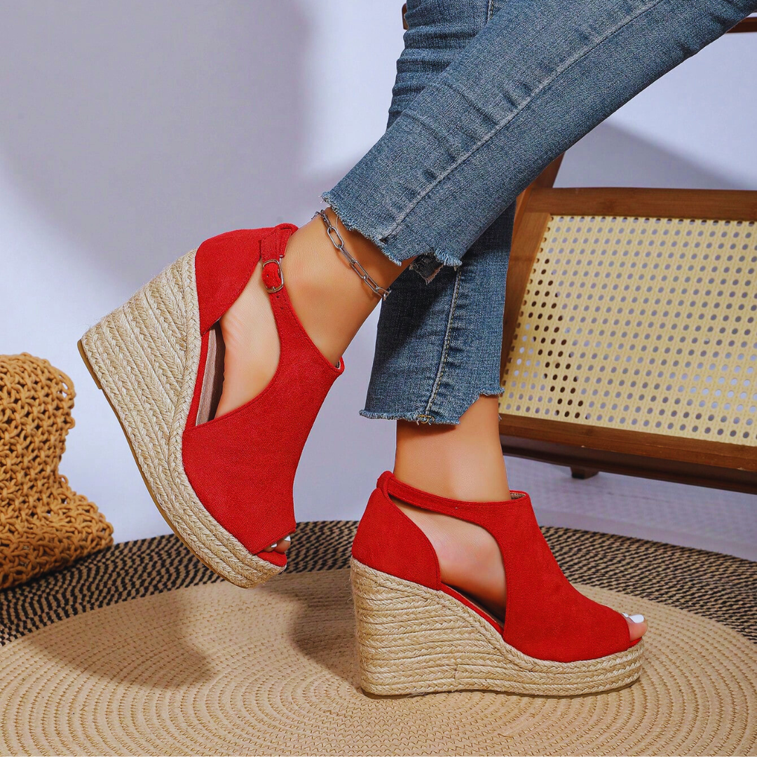 Emma – Sandalias de cuña con acabado en suave ante