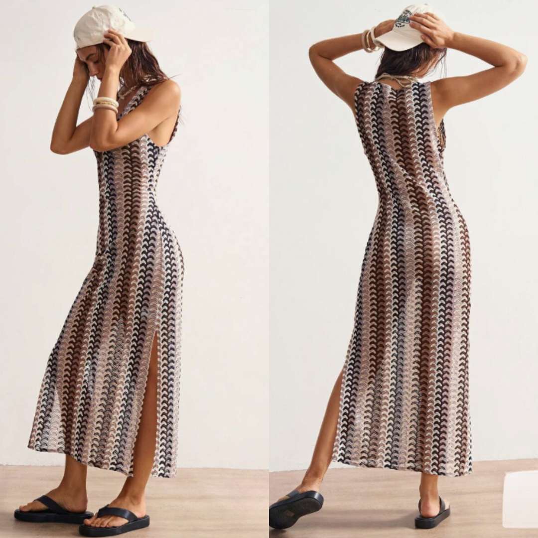 Vestido Bohemela™ – Punto Jacquard Transparente Estilo Boho