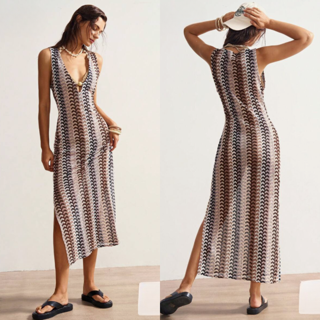 Vestido Bohemela™ – Punto Jacquard Transparente Estilo Boho
