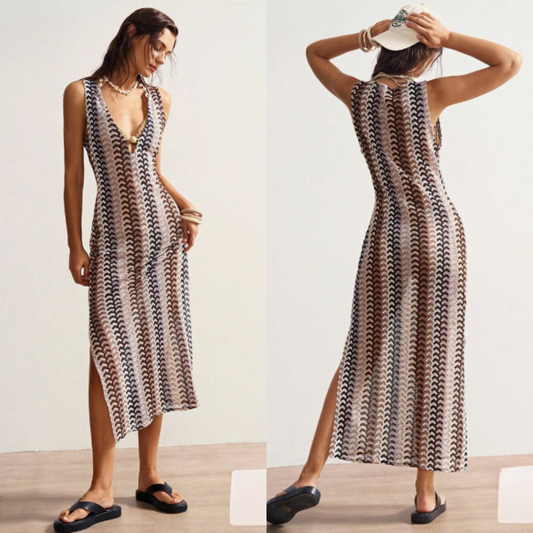 Vestido Bohemela™ – Punto Jacquard Transparente Estilo Boho