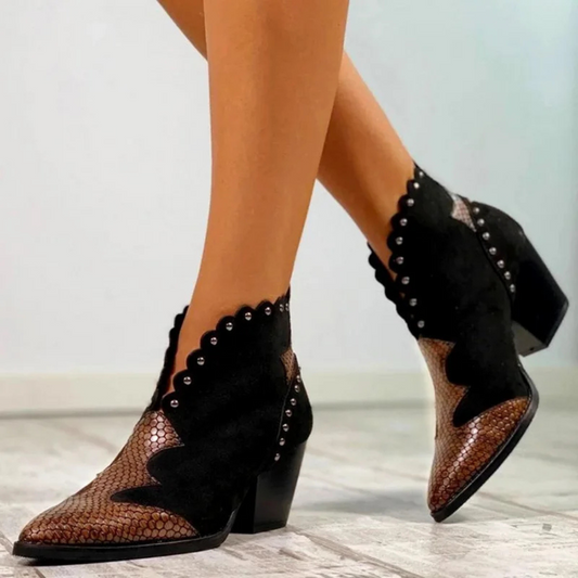 Botines Westline™ – Tacón Medio y Detalles Étnicos