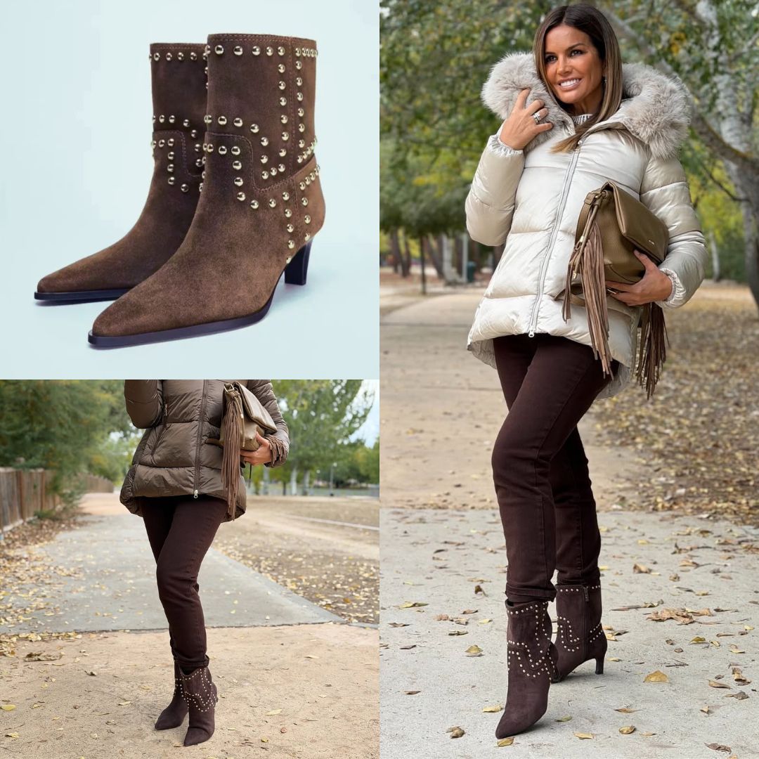 Botines Serraje caña media Sofia™ – Ante con Tachuelas