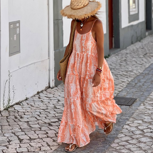 Vestido "Coral Bay" – Largo Fluido Tie-Dye