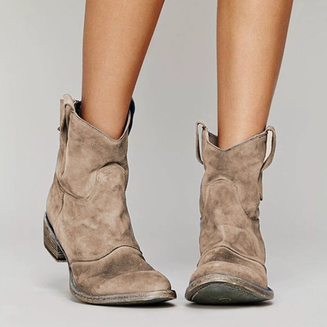 Botines de Serraje Mujer – Estilo Cowboy en Piel de Ante | Cómodos, Versátiles y Atemporales