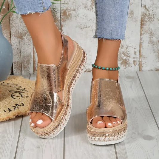 Sandalias de cuña metalizadas Aloe