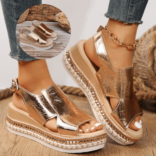Sandalias de cuña metalizadas Aloe