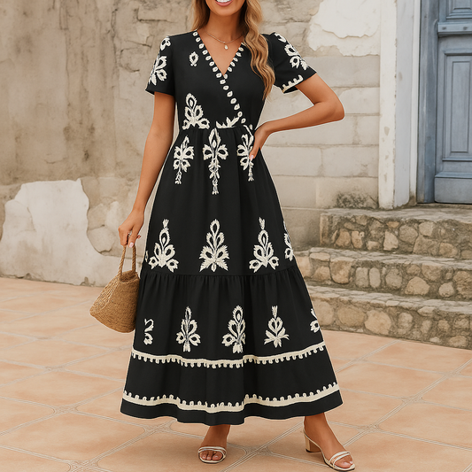Vestido con Estampado Étnico Inspirado en Grecia